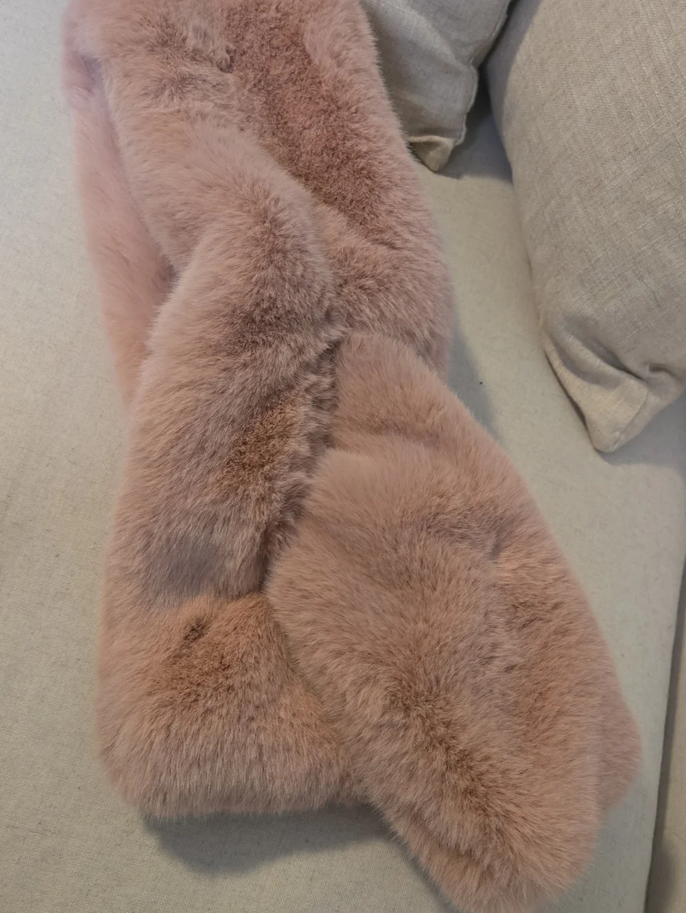 pink fluffy scarf